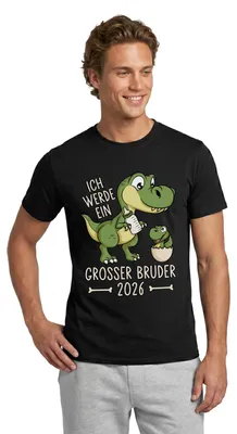 Produktbild von Spreadshirt Großer Bruder 2026 Ei Baby Dino Dinosaurier Männer T-Shirt, S, Schwarz