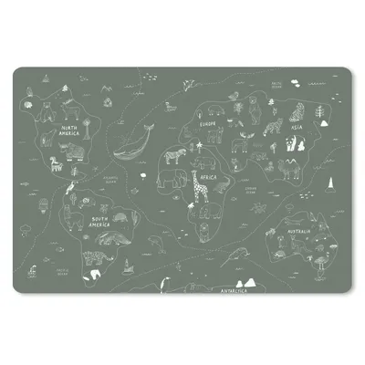 Produktbild von MuchoWow® Schreibtischunterlage Karte - Welt - Kinder - Grün 60x40 cm - XXL Mauspad - Großes Mauspad