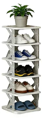 Immagine prodotto di Scaffale pieghevole per scarpe, 6 ripiani, plastica, grigio
