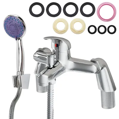 Immagine prodotto di Rubinetto da bagno con soffione a mano e tubo flessibile - Finitura cromata