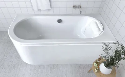 Image de ECOLAM Baignoire rectangle acrylique Avita 160x75 cm droite + tablier en acrylique | oreiller Mare | pieds + siphon