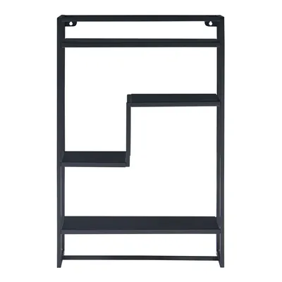 Produktbild von Wandregal ‘Uurainen’ mit Handtuchstange Stahl 60 x 40 x 13 cm Schwarz