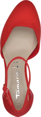 Produktbild von Tamaris Damen Pumps Fesselriemen Blockabsatz samtige Haptik 1-24412-41, Größe:39 EU, Farbe:Rot