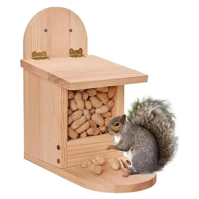 Produktbild von Eichhörnchen Futterhaus mit Metalldach, Futterstation Eichhörnchenhaus für Eichhörnchenfutter