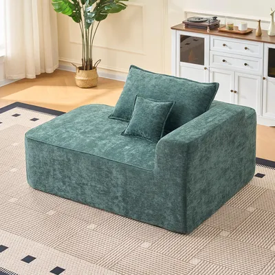 Produktbild von MODFU Chaiselongue,Relaxliege,Einzelsofa mit Kissen,Ohne Montage,Chenille,für Wohnzimmer und Schlafzimmer,Grün