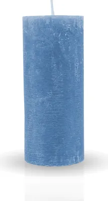 Produktbild von Rustikale Stumpenkerze "Himmelblau" Ø7cm x 15cm - vers. Farben / Größen - lang Brenndauer Antik Kerze, Duftfreie Altarkerze - Dekokerze