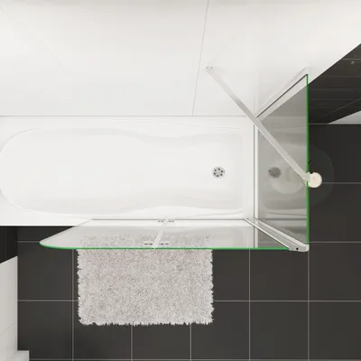Produktbild von AICA 100cmx140cm Badewannenaufsatz 6mm NANO ESG-glas mit 65cm Seitenwand 2-teilig Faltwand Badewannenfaltwand Duschabtrennung Duschwand Trennwand