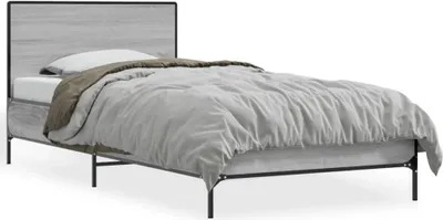 Immagine prodotto di Maison Exclusive - Letto singola, struttura grigio Sonoma, 90x200 cm, realizzata in legno composito e metallo