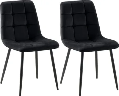 Produktbild von CLP 2er Set Esszimmerstuhl Tilde gepolstert mit Rückenlehne bis 150 kg belastbar schwarz Material Samt