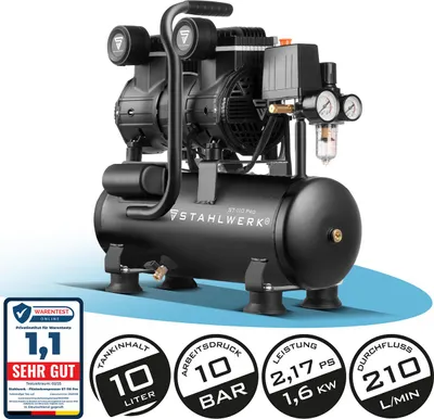 Produktbild von STAHLWERK Kompressor 10 bar 2,1 PS 1,6 kW 210 l/min 10 l Druckluftkompressor