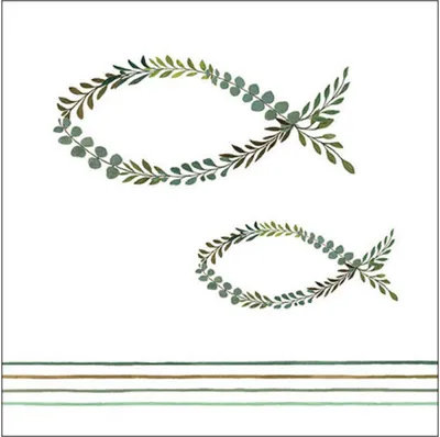 Produktbild von RP 20 Servietten Communion Fish - Fische aus Blätter 33x33cm