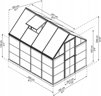 Zdjęcie produktu dla Szklarnia ogrodowa Palram 246 x 185 m x 208 cm poliwęglan mocny 701572