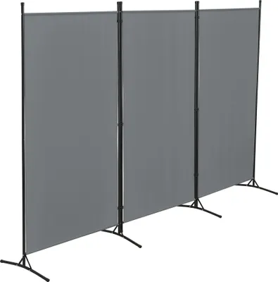 A three-panel room divider or paravent standing on a white background.