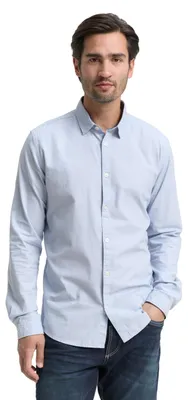 Produktbild von TOM TAILOR Herren Slim Fit Hemd mit Struktur 1023881, 24183 - Light Blue White S
