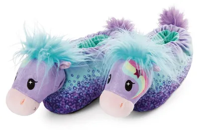 Produktbild von Hausschuhe Pony Plüsch Pantoffeln - Größe 38-41 - Antirutschsohle - Für Kinder und Erwachsene