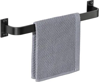 Produktbild von Unyqoos® Handtuchhalter Schwarz 40 cm – rostfreies Aluminium, verdeckte Befestigung, Wandmontage für Bad & Küche, horizontal/vertikal nutzbar