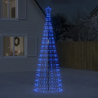 Image de Arbre de Noël LED vidaXL avec piquets, 570 LED bleues, 300 cm