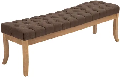 Produktbild von CLP Sitzbank Ramses Stoff mit hellem Holzgestell und Bodenschonern | Farbe braun Größe 150 cm, KI-generiertes Bild
