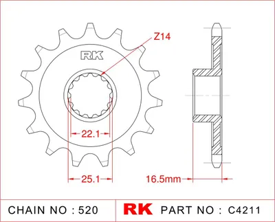 Produktbild von RK Antriebsritzel 4211 14 Zähne