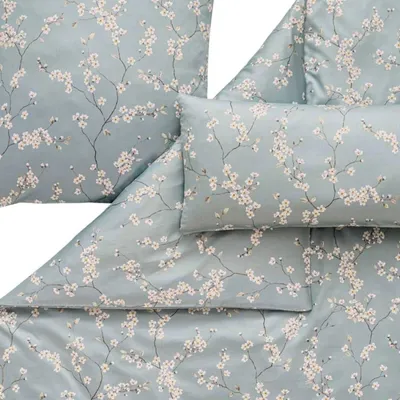 Produktbild von LOESCHEN Estella Atelier Mako-Satin SAKURA Bettwäsche-Garnitur Farbe mint Größe 135x200 + 80x80 + 40x80 cm