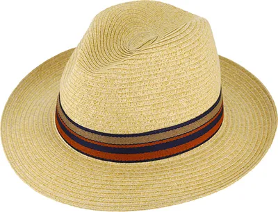 Produktbild von Fiebig Papierhut Fedora mit gestreiftem Ripsband Beige Gr. 55