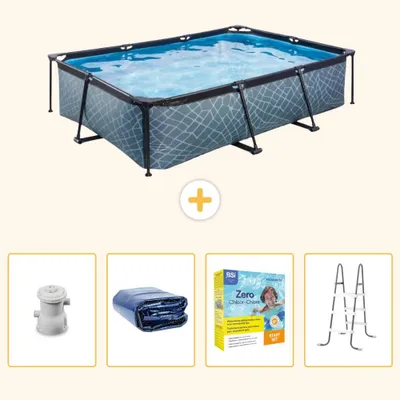 Immagine prodotto di Piscina fuori terra rettangolare - aspetto pietra - 300x200x65 cm - 5 pezzi - SCB71