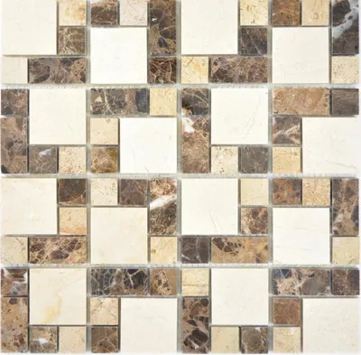 Produktbild von Mosani MOS88-1313, Mosaik, Marmor, Beige, Braun, Drinnen, Rechteck, 305 mm