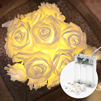 Productafbeelding van Bloemenslinger met verlichting 4 meter & 20 LED - Warm wit & batterij met timer I sfeervolle kamer