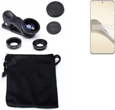 Produktbild von K-S-Trade Smartphone Kamera Linsen Set Kompatibel mit Realme 13 Pro+ 5G 3in1 Clip-On Kamera Adapter Macro Weitwinkel FishEye Fischauge Objektiv Linse
