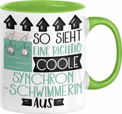 Produktbild von Synchronschwimmerin Geschenk Tasse Geschenkidee für Synchronschwimmerin Geburtstag Weihnachten Spruch So Sieht Eine Richtig Coole Synchronschwimmerin Aus Kaffee-Becher  (Grün)