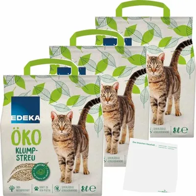 Produktbild von EDEKA Cat Öko Klumpstreu 3er Pack (3x8l Beutel) + usy Block