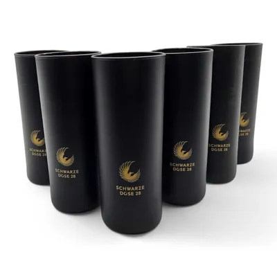 Produktbild von 28 Black Longdrink Gläser 22cl – Bambi Edition | Matt Schwarz | Exklusiver, stylischer schwarzer Trinkbecher im Dosen-Design – für Partys & Events
