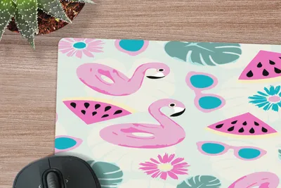 Produktbild von MuchoWow® Mauspad Mousepad Sommer - Muster - Flamingo - Monstera 18x27 cm - Mousepads - Maus Mat - Pad - Mausunterlage