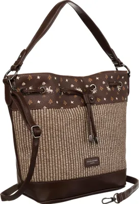 Produktbild von David Jones | Modische Tasche, mit dekorativem Einsatz, Dunkelbraun, 34x28.5x14 cm