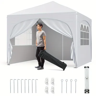 Obrázok produktu pre Partytent – Stan – Rýchlo postaviteľný stan – Skladací stan – Stan na oslavy – 3,05 x 3,05 m – Vodotesná tkanina Oxford