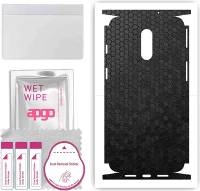 Produktbild von apgo Rückseite + Seiten Schutzfolie, Skin, kompatibel mit OnePlus 7, Hinten Displayschutzfolie aus Vinylfolie, kratzfest, einfache Montage - Schwarze Honigwabe