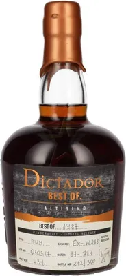 Image de Dictador BEST OF 1987 ALTISIMO, rhum colombien, 30 ans d'âge / 010317 / EX-W278, 43 %, 0,70 litre.