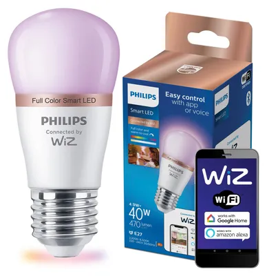 Zdjęcie produktu dla Philips Żarówka 4,9 W (odp. 40 W) P45 E27, Wi-Fi/Bluetooth, Wi-Fi 4 (802.11n), 802.11b, 802.11g, LED, E27, P45, Wielo