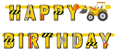 Image de Guirlande de fête - Happy Birthday - Anniversaire - Construction - Chantier - 360 cm