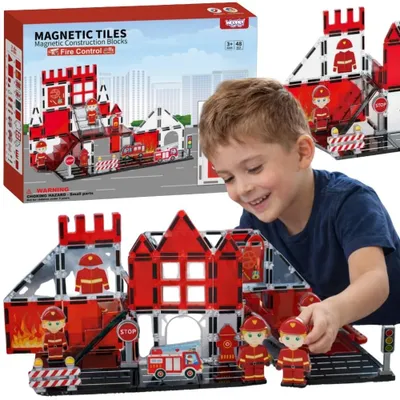 Zdjęcie produktu dla WOOPIE Klocki Magnetyczne 3D Zestaw Straż Pożarna 48el.