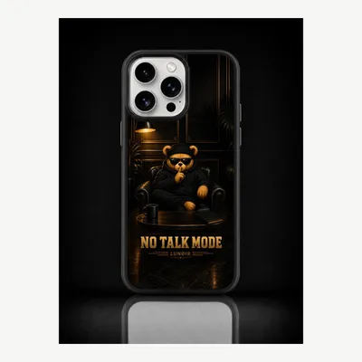 Productafbeelding van iPhone 15 Pro Max hoesje, telefoonhoesje, beschermhoesje, case met het motief "Geen praatjes" – LUNØIR ©