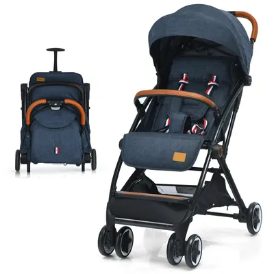 Produktbild von Kinderwagen Buggy - Klappbarer Reisebuggy - Verstellbare Rückenlehne - Liegefunktion - Verdeck - Bis 10 kg - Blau