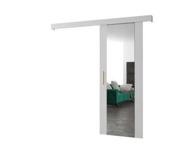 Obrázok produktu pre MOB, Posuvné dvere - 90 cm - Sharlene II (biela matná + biela matná + zlatá) (so zrkadlom)