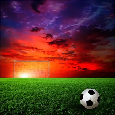 Produktbild von Wallario Möbeldesign -  Glasplatte, Schutzplatte mit Motiv - geeignet für Ikea Lack Tisch, Größe: 55 x 55 cm, Motiv: Fußball - Fußballfeld bei Sonnenuntergang