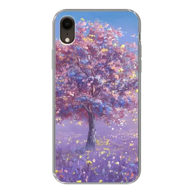 Produktbild von MuchoWow® Handyhülle Schutzhülle Hülle für iPhone XR Baum - Sommer - Rosa Silikon Softcase Handy Hülle - Schutzdeckel
