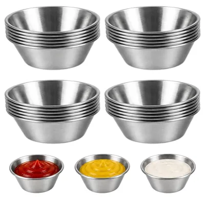 Dipschalen-Set, 12 Stück, Edelstahl, 50 ml, Ø 6,6 cm, Silber