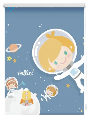 Produktbild von Rollo Klemmfix, ohne Bohren, blickdicht, Astronaut - Blau 100 x 150 cm (B x L