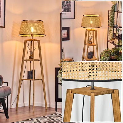 Produktbild von Casalina Stehlampe aus Holz/Wiener Geflecht/Rattan in Natur/Schwarz