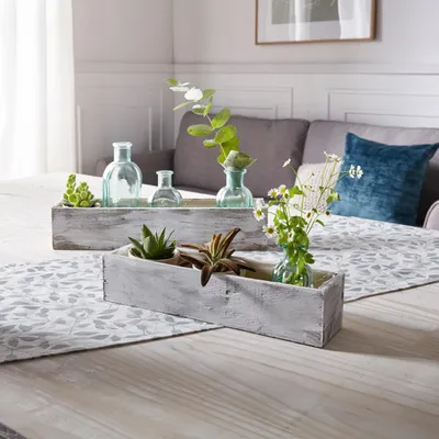 Produktbild von 2x Pflanzkasten Shabby Holz weiß – Blumenkasten
