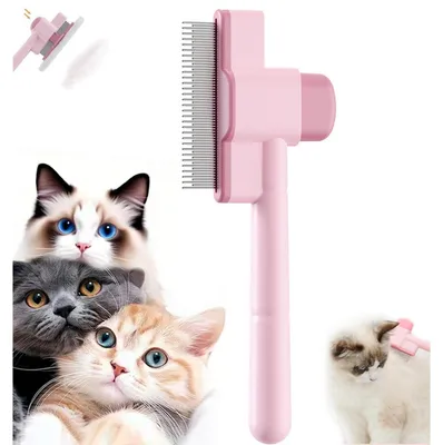 Immagine prodotto di Spazzola per gatti e spazzola per cani con funzione di autopulizia, colore rosa
